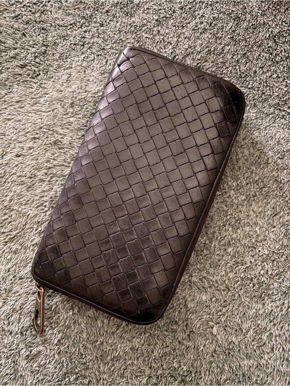 Bottega Veneta Intrecciato Black Zip Wallet